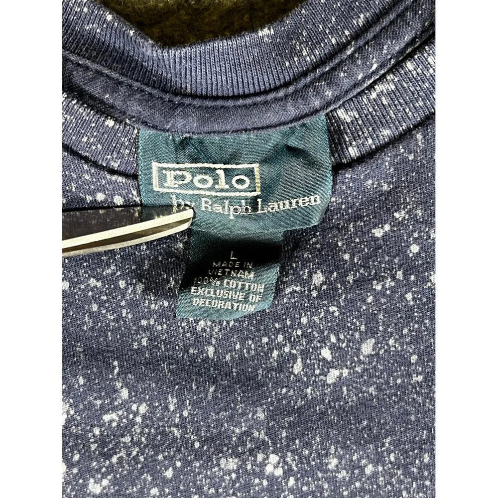 Polo Ralph Lauren Mens Navy Blue Paint Splatter Graphic T-Shirt Size L Pony Logo